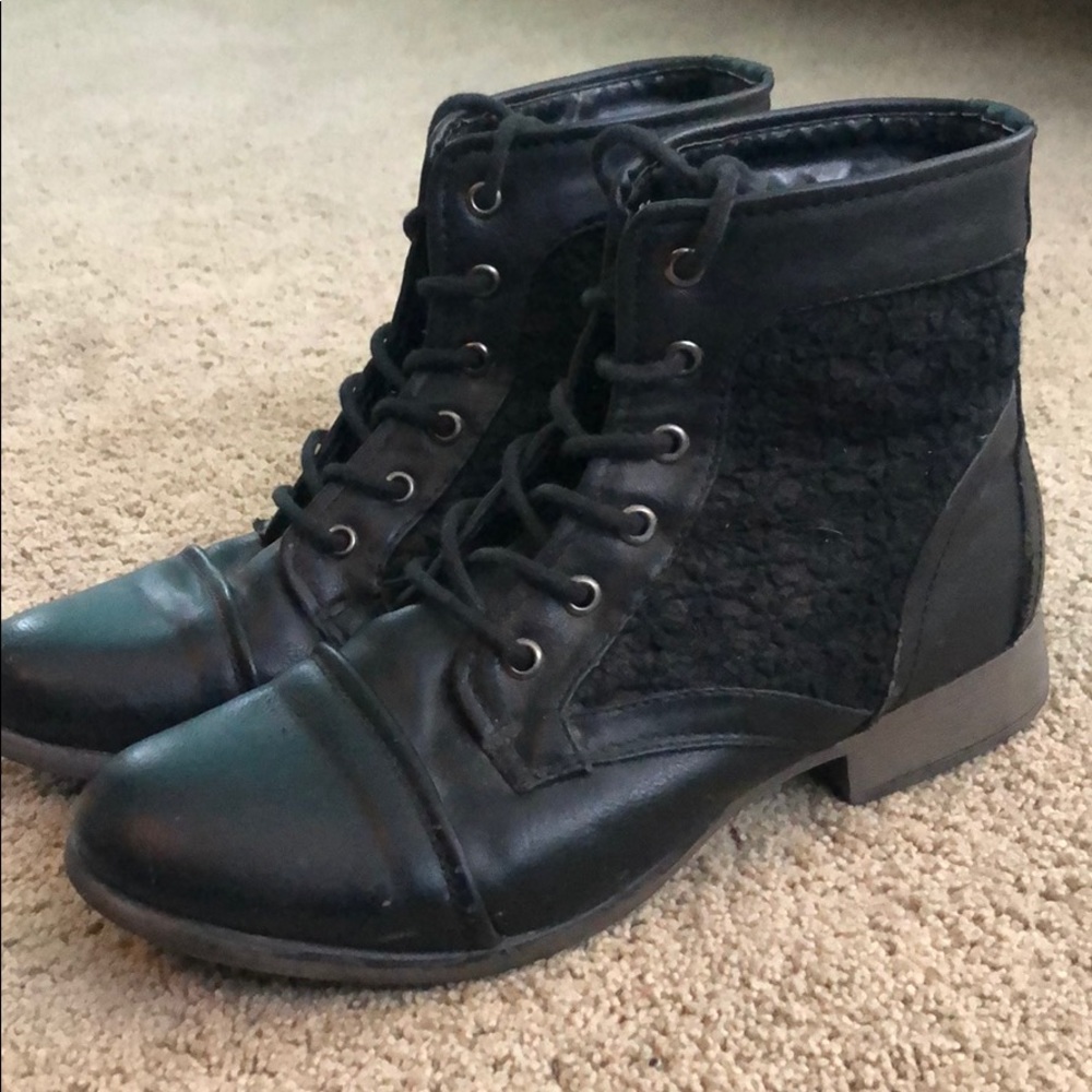 Black combat boots